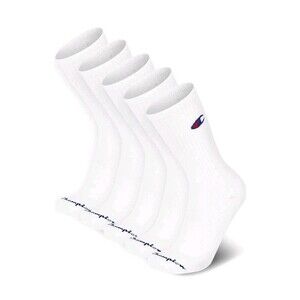 Champion Men's Performance Cushion Crew White Socks w/Logo 5 Prs Size 6-12.5 NWT